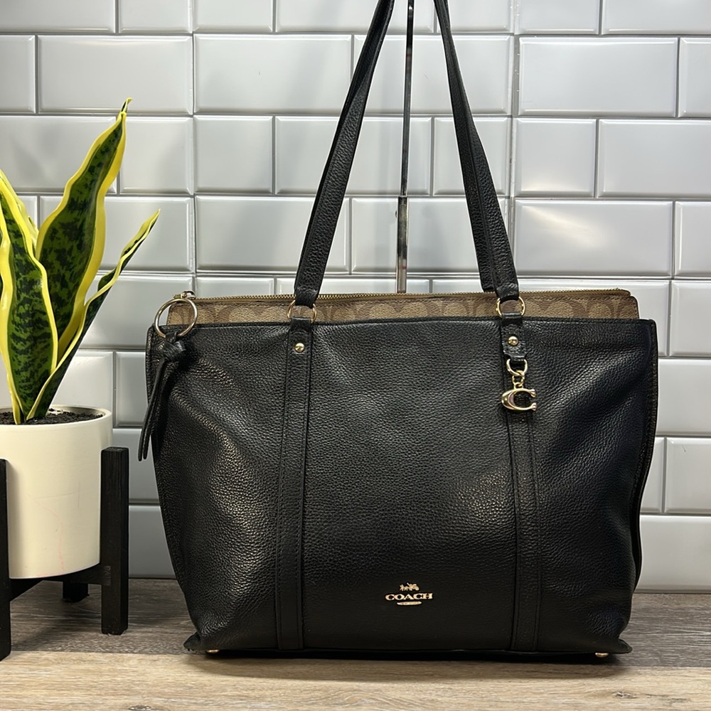 Coach Black and Brown Leather Tote